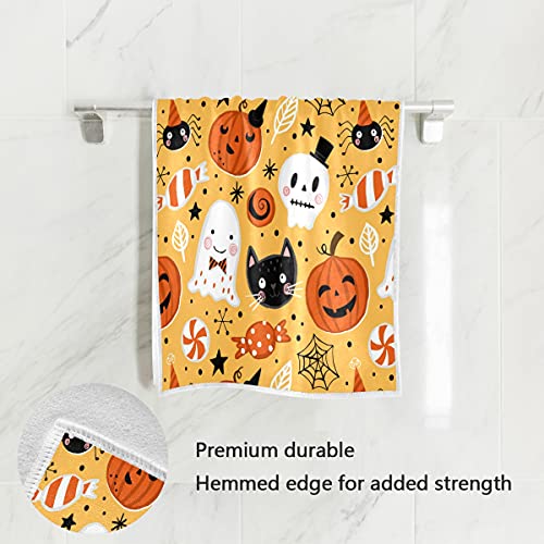 senya Halloween Pumpkin Ghost Hand Towel Ultra Soft Luxury Towels for Bathroom 30"x15" - color: Yellow