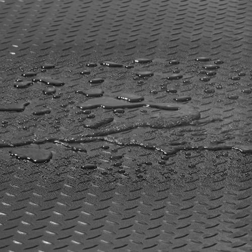 VEVOR Rubber Flooring Roll, 4 x 15 ft SBR Diamond-Plate Rubber Mat, 3mm Thickened, Easy to Clean, Customizable Size, Non-Slip Floor Protector Mat for Under Cars, Garage, Warehouse, Industry Gym, Black - size: 182.1"L x 48.7"W x 0.1"Th