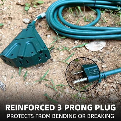 YOJOE 3-Outlets Indoor Outdoor Extension Cord, 3 Prong 13A Weatherproof Power Cord Multiple Outlets, 16 Gauge Heavy Duty 6 ft Green Extension Cord for Garage, Garden, 16/3 SJTW UL Certified - color: Green, size: 6 Foot, style: Standard