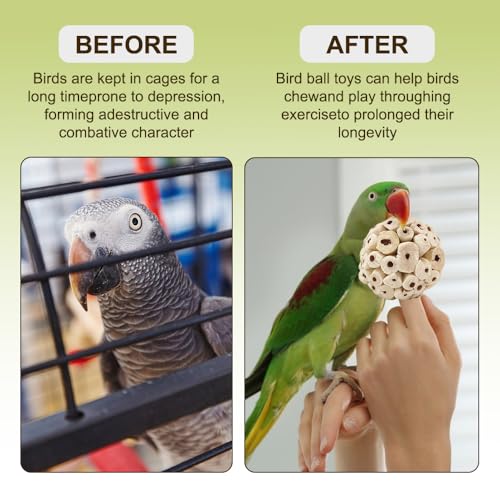 7Pcs Bird Toy Large Chewing Balls - Natural Soft Chew Shredding & Foraging Toy for Cockatiel Conure Quaker Parrot Budgie Parakeet Rabbit Bunny Guinea Pig Chinchilla - color: Model 1