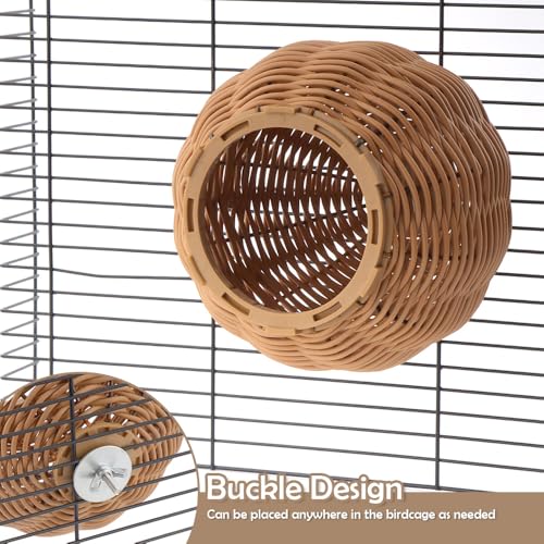 VTurboWay Rattan Bird Nest Chew Resistant Nest House Parrot Egg Laying and Breeding Nest for Bird Parrot Cockatiel Budgie Parakeet Finch Canary
