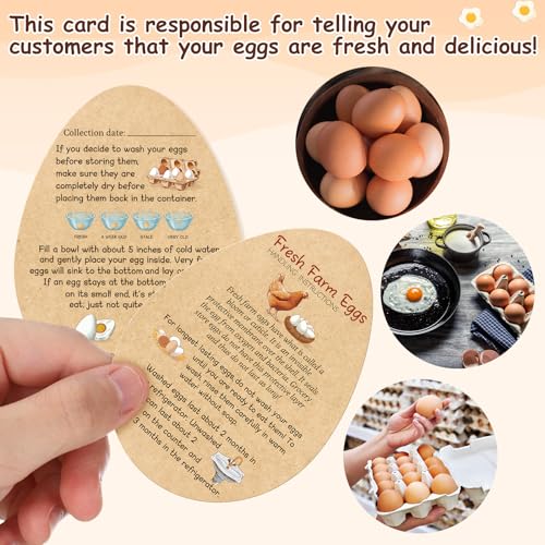 Kisston 200 Pcs Fresh Farm Eggs Handling Instructions Cards 3.5 x 2.6 Inch Reusable Egg Carton Stamp Bulk for Sale Sign Carton Basket Farm Business Accessories Style