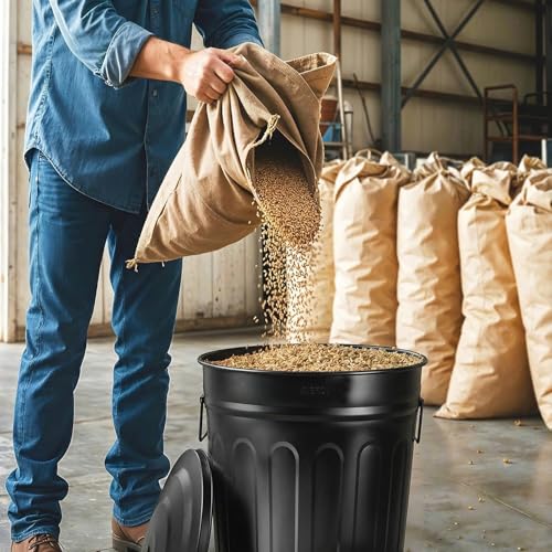 Plexon Metal Trash Can with Lid 13 Gallon, Decorative Outdoor Trash Can Heavy Duty Galvanized Metal Bucket with Lid for Garage Workshop Storage Farmhouse, Black - color: Black