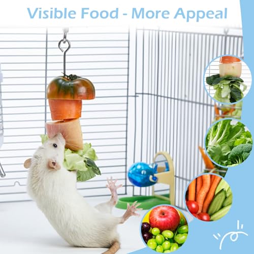 2Pcs Rat Enrichment Toys, 304 Stainless Steel Holder for Fruit Veggie | Fancy Mice Cage Puzzle Toy, Hanging Rodent Slow Feeder to Keep Pets Healthy, Bird Foraging Toy for Parakeet, Dishwasher Safe - color: 2pcs, size: B