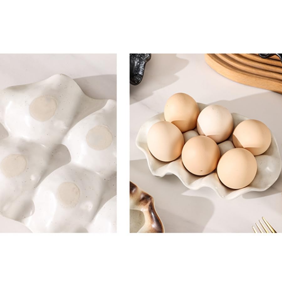 ARFUKA White Ceramic Egg Basket Egg Tray for Refrigerator and Countertop Egg Container Eggs Keeper Storage Organizer