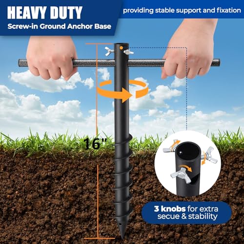 Bird Feeder Pole, 108" Shepherds Hooks for Outdoor with Anchor Base for Hanging Plants, 4/5 Inch Diameter Metal Shepherd Hook Hanger Stick for Hanging Bird Feeders, Wind Chimes