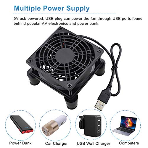 GDSTIME Quiet 80mm USB Computer Fan 5V USB Powered with 3 Speed Control | for Xbox, DVR, Router, Modem, Receiver, TV Box, Mini PC Cooling, L/M/H 3-Degree Speed Controller Included - size: 80mm USB Fan
