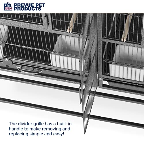 Prevue Pet Products Hampton Deluxe Divided Breeder Bird Cage System with Stand, Stackable Bird Crates for Breeding, Multi-Bird 1 or 2 Cage System, Black Hammertone Finish | Stackable Breeding Cage with Divider, Rolling Enclosure with Wooden Perches, for F