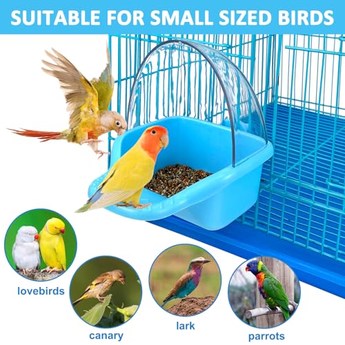 Bird Bath Box Hanging Birdbath Toy Parakeet Caged Bathing Tubs Parrot Bath Tub Water Shower Food Feeder Holder Tray Bird Bath for Cage Accessory Small Birds Parrots Cockatiel Budgies