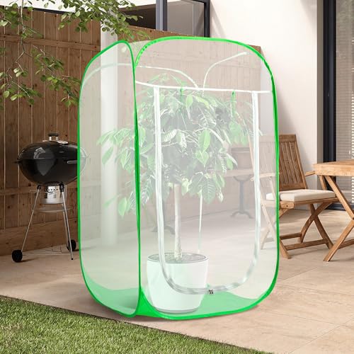 48" x 28" x 28" Pop Up Garden Mesh Plant Cover, Plant Protectors Mesh Plant Enclosure, Garden Net Cage Pest Protection Guard Tent with Storage Bag for Protect Plant Vegetable Fruit from Birds Insects - color: 48 X 28 X 28 Inch