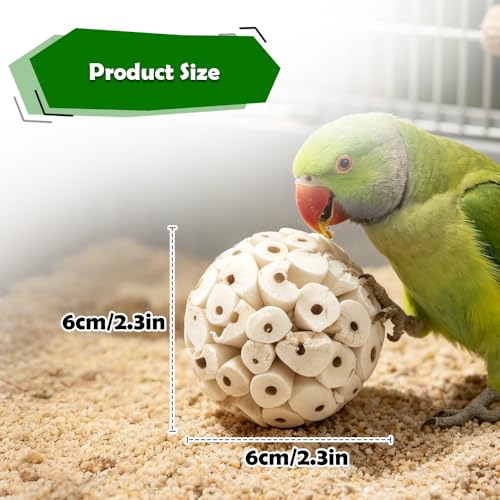 DQITJ 6 Pcs Bird Parrot Chew Toy Sola Balls Natural Soft Chew Shredding Parrot Foraging Toy Foot Ball for Cockatiel Conure Parakeet Bunny Guinea Pig