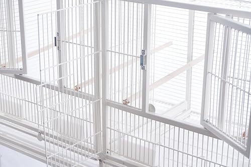 1F/2F/3F Stackable Center Divided Breeder Breeding Bird Flight Double Rolling Cage for Aviaries Canaries Cockatiels Lovebirds Finches Budgies Small Parrots. (White Vein, 1F) - color: White Vein