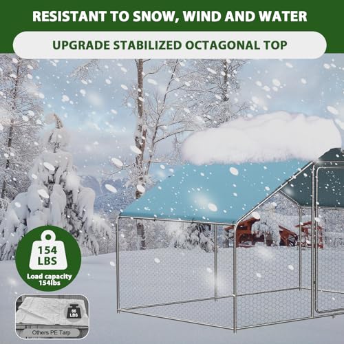Chicken Coop Run, 9.8 x 6.6 x 6.4ft Metal Chicken Coop | Chicken Runs for Yard with Waterproof UV-Resistant Cover, Walk-in Outdoor Chicken Enclosure for Farm and Backyard - size: 117.6"L x 76.2"W x 76.8"H