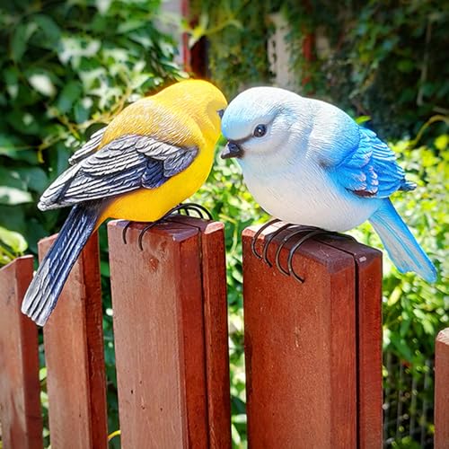 Garden Bird Statue Flower Pot Hugger Outdoor Decor for Tree, 6.7inch Mini Bird Figurine Plant Pot Decorations for Outdoor Indoor Decoration at Lawn and Yard (Yellow) - color: Yellow