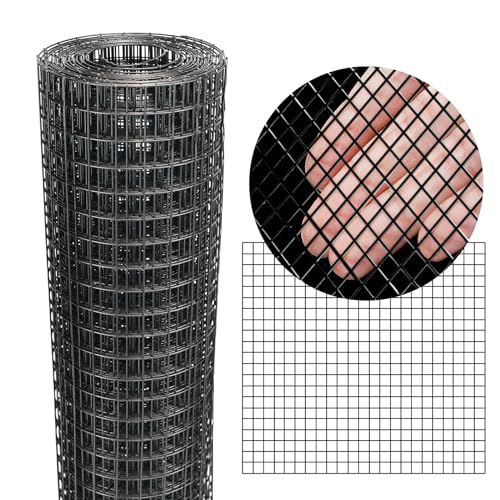 Black Hardware Cloth 16'' x 20' PVC Steel Vinyl Coated 1/2 inch Galvanized Wire Mesh Roll (19 GA) Chicken Wire Fence Roll, for coop Fences,Screen mesh, Rabbit/Snake Fences, Poultry enclosures, etc. - color: 19(GA)-1/2inch, size: 16In x 20Ft