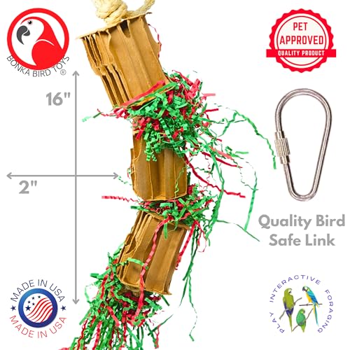 Bonka Bird Toys 3831 Medium Gift Box 16" x 2" Cardboard and Paper Shreddable Foraging Toy for Medium to Large Parrots Chewing Enrichment Cage Toy Amazon Eclectus and Similar
