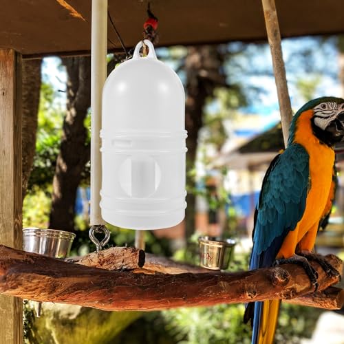 Bird Feeding Dispenser Pigeon Water Dispenser - 2pcs Birds Plastic Waterer Plastic Drinker with Handle for Pigeon Birds, Automatic Feeders (1L, White) Pet Drinker