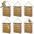 6 Pack Suet Bird Feeders, Outdoor Hanging Metal Cage for Wild Birds, Single Suet Cake Capacity, Garden and Yard Decor