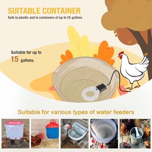 150W Chicken Water Heater,Submersible Bucket Heater Deicer for Poultry | Prevents frozen water in winter,Freeze-Proof Poultry Waterer,for Bird Bath,Chicken Waterer,Cat Waterer, Dog Waterer - size: 150Watt