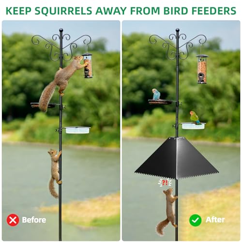 Metal Squirrel Baffle for Bird Feeder Pole, Pole Mount Bird House Guard, Squirrel Baffle for 4x4 Post (Black)