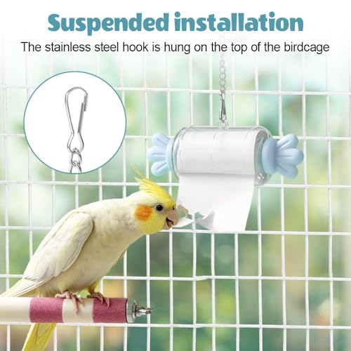 MiOYOOW Parrot Shredding Toy, Bird Foraging Roll Paper Holder with Hanging Chain for Parakeet Cockatiel Conure Lovebird - color: Pink