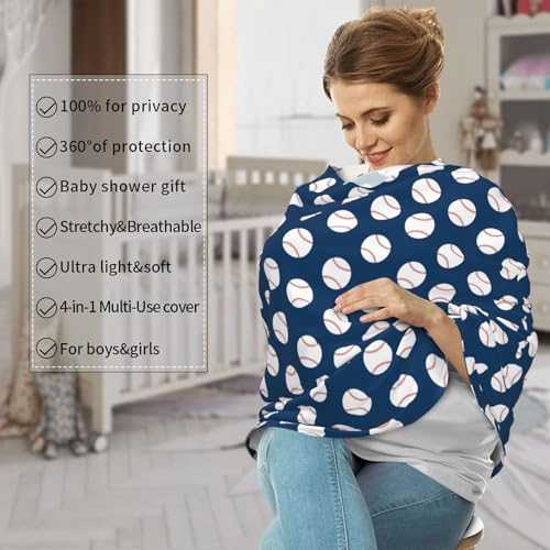 Baseball Blue Baby Stuff Car Seat Cover for Baby,Mom Nursing Breastfeeding Covers,Multi-Use Car Seat Canopy Carrier Cover,Stroller Cover Newborn Shower Gift for Boys Girls - color: Baseball Blue