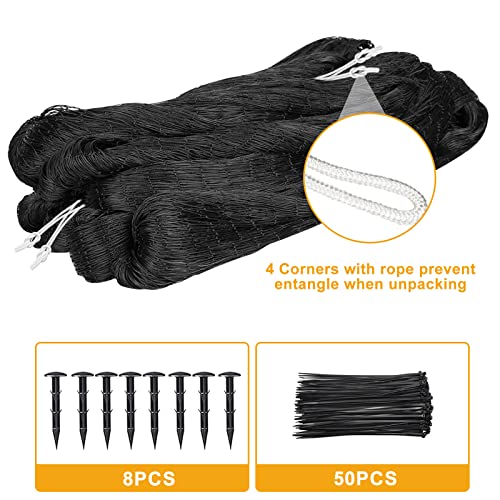 Bird Net 25'x50' with 1" Mesh Nylon Bird Netting for Garden, Poultry Netting Heavy Duty Aviary Netting Chicken Coop Netting, Garden Netting Deer Fence Netting for Fruit Tree, Pests Trellis Net - size: 25'×50'-1''