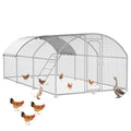10 x 19.7 x 6.4 FT Metal Chicken Run, Chicken Coop with Cover | Reinforced frame, Walk-in Chicken Coop, Waterproof Cover, Side Hardware Cloth, Roosting Perch, Backyard & Farm Use - size: 236.3"L x 118.2"W x 77.6"H