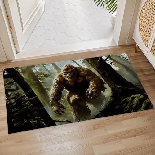 Bigfoot in Forest Indoor Door Mat, 18X30 Inch, Floor Area Rug for Entryway, Living Room, or Bathroom, Non-Slip Doormat, Sasquatch Theme Design Home Decor Gifts - color: As Picture08, size: 18X30IN