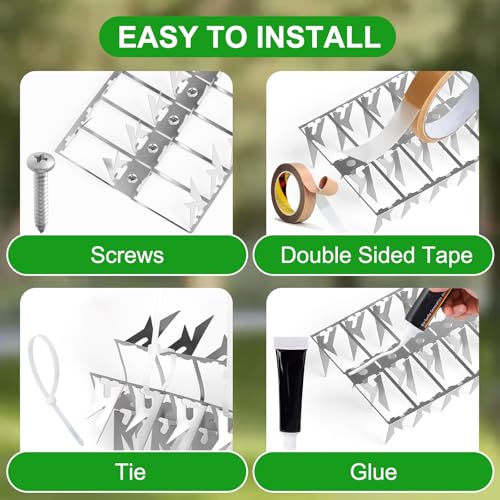 10 Pack Stainless Steel Squirrel Spikes for Bird Feeder, 10 FT Squirrel Spikes for Bird Feeder Pole, Keep Squirrels, Raccoon Away, for Wall Fence Garden Roof Yard, Easy to Install - size: 10FT