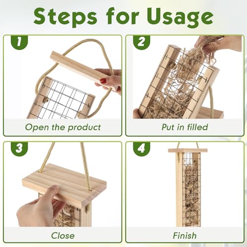2 Pcs Bird Nesting Material, Hummingbird Nest, Natural Nesting Fiber Cotton, Refillable Nestings Accessories for Wild Bird, Enjoy Birds Gardening Outside, Garden Decoration Gifts (Grid Style) - size: Grid Style