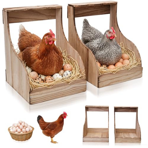 2 Pack Wooden Chicken Nesting Box for Laying Eggs, Hen Nesting Box Wall Mount for Chicken Coop, Versatile Use for Hens, Ducks, Chickens