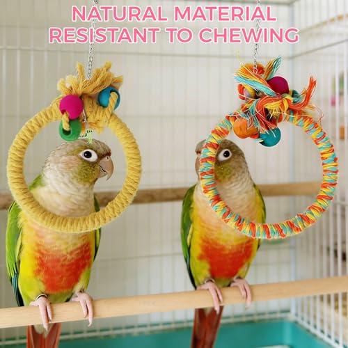 Colorful Circular Bird Swing,Bird Rope Chewing Toys Parrot Cage Bite Toys (Small Half-Round Yellow) - color: Small Half-Round Yellow