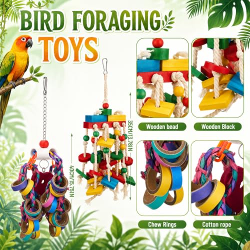 Seenelling 4 Pcs 3 Pcs Extra Large Bird Toys for Parrots,Ring and Ball - style: Ring and Ball