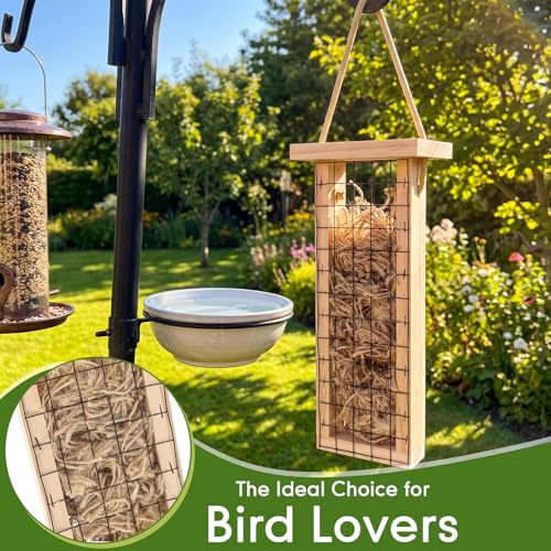 2 Pcs Bird Nesting Material, Hummingbird Nest, Natural Nesting Fiber Cotton, Refillable Nestings Accessories for Wild Bird, Enjoy Birds Gardening Outside, Garden Decoration Gifts (Grid Style) - size: Grid Style