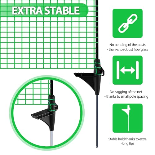 3'x82' Temporary Fence with Posts, Portable Dog Fence Outdoor for Yard | Green mesh with step-in posts, No assembly required, Fencing for yard, Garden fence animal barrier, Snow fence - color: Green, size: 3x82 ft