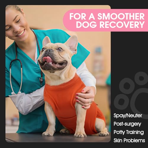 Dog Recovery Suit Male,Dogs Surgery Neuter Suits Puppy Spay Shirts for Female Protect Dog's Skin Anti Licking Abdominal Wounds Doggie Onesie Pet Bodysuit Alternative to Cone Orange XS - color: Orange, size: Xs(back:8.3-11.4in,wt:4-7lbs)