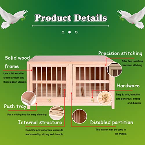 Bird Cage Large Size Solid Wood Pigeon Pairing Cage, Indoor Pigeon Nest Box with Pull Out Tray, Easy to Clean, Need to Install(Natural,31.5IN*2) - size: 31.5"L x 15.7"W x 17.7"H | 2 Count