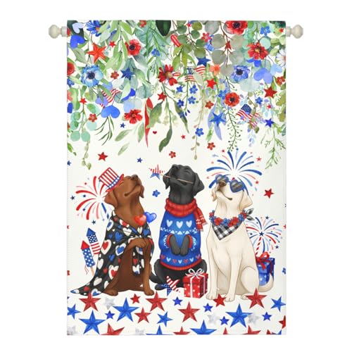 Patriotic Dog House Flag 28 x 40 Double Sided for Outside Large 4th of July Black Lab Garden Flags White Chocolate Labrador 250 Anniversary USA Independence Memorial Day Decor - color: july-dog