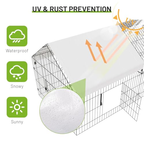 NUGRIART Metal Chicken Coop 83"×38" Chicken Run with Waterproof Cover Portable Poultry Cage Walk in Hen House Outdoor Backyard Farm Animal Enclosure Crate Pet Playpen Exercise Pen for Rabbit Duck - size: 83.0"L x 38.0"W x 34.0"H