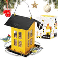 iBorn Bird Feeder House, Metal Bird Feeders for Outdoors Hanging,Double-Sided Metal Hanger & Weatherproof, Easy to Clean & Refill, 2.2 Lbs Capacity, Yellow - color: Yellow