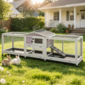 GUTINNEEN 2-Story Rabbit Hutch for 2-4 Bunnies - Wooden Guinea Pig Cage with Wheels, Pull-Out Trays & Waterproof Asphalt Roof, Indoor Outdoor - size: 93.7"L x 22.6"W x 33.5"H