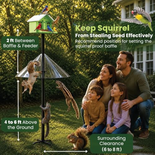Premium Squirrel Baffle for Bird Feeder Pole Protector with Spring for Better Defense 19 Inch Slinky to Bird Feeders Outside Mount Anti Raccoon Rodent Stopper Garden Accessories Backyard