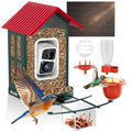 SOLIOM Smart Bird Feeder with Camera for Outdoors, Durable Metal Solar AI Birdhouse, 2K Live View & Instant Alerts, Squirrel-Proof – Complete Bird Watching Gift Set(Red) - color: Red Medium Set
