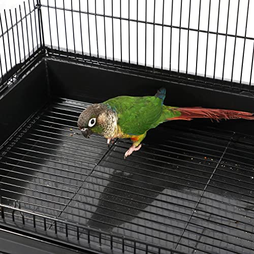 Topeakmart Open Play Top Bird Cage Parakeet Cage with Slide-Out Tray for Small Parrot Budgies Finches Canaries Lovebirds - color: Black
