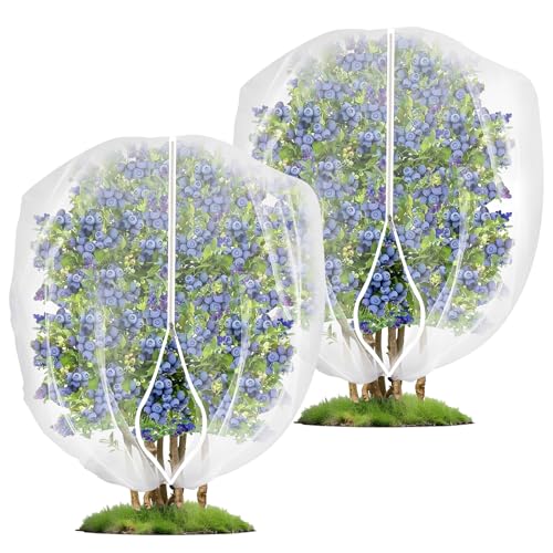 2 Pack 4 x 5 ft Fruit Tree Netting Covers with Zipper and Drawstring | Ultra-Fine Mesh Plant Cover for Fruit Trees, Flowers and Vegetables, Helps Shield Plants from Birds and Insects - size: 5 x 4FT/2Pack