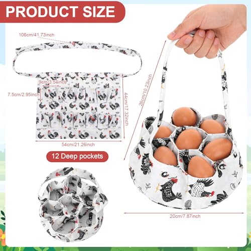 Egg Collecting Apron and Basket, 12 Pouches Chicken Egg Apron with 7 Pouches Basket, Aprons for Fresh Eggs - color: Style 1