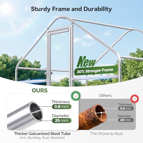 Sino Luban Large Metal Chicken Coop Run for 10 Chickens/Ducks, Chicken Runs for Yard with Waterproof Cover, Chicken Enclosure Chicken Pen Outdoor, Walk-in Poultry Cage (Upgrade Wall Support Brace)
