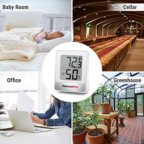 TempPro TP49 Digital Hygrometer Indoor Thermometer | Humidity Meter Room Thermometer with Temperature and Humidity Monitor Mini Hygrometer (Previously ThermoPro) - color: White Indoor Thermometer