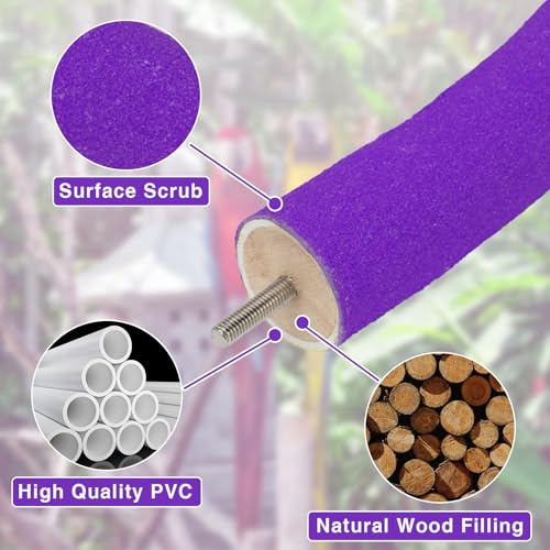 Rypet U-Shaped Large Parrot Perch, Quartz Bird Perch for Cage(Purple L) | Safe Chew & Rest Perch for Large Birds, Durable Non-Toxic Cage Accessory, for Parakeets Cockatiel Conures - color: Purple, size: Large